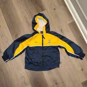 Nike NBA Youth Windbreaker Jacket Small 8/10 Yellow Navy Hooded